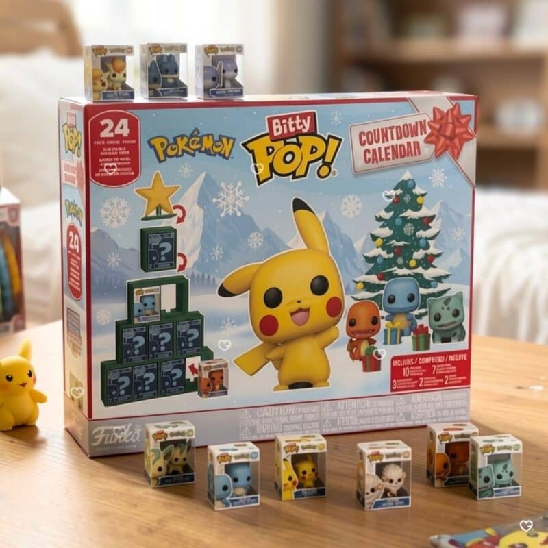 Calendrier de l'Avent Funko Bitty POP! Pokémon 2026 en situation avec ses mini-figurines Pokémon