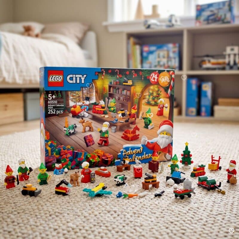 Calendrier de l'Avent LEGO City 2026 (60510) en situation dans une chambre d'enfant