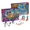 Boîte du calendrier de l'Avent LEGO Friends 2026 (42698) et son contenu aligné, mini-poupées et animaux