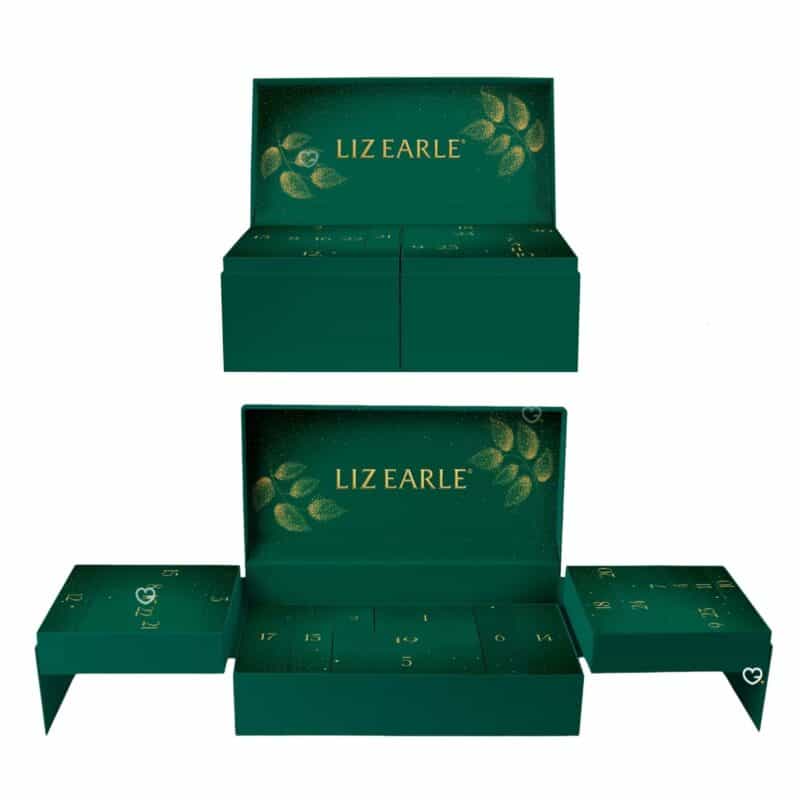 Calendrier de l'Avent Liz Earle 2026 ouvert, 24 cases numérotées