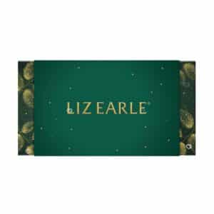 Calendrier de l'Avent Liz Earle 2026, coffret fermé vert et or