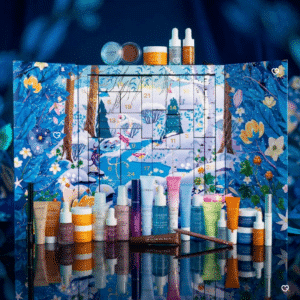 Calendrier de l'Avent Lumene 2026 ouvert avec les 24 soins visage et produits de maquillage