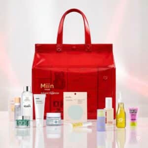 Calendrier de l'Avent MiiN Cosmetics 2026 mis en scene, boites de la routine K-Beauty contenu complet
