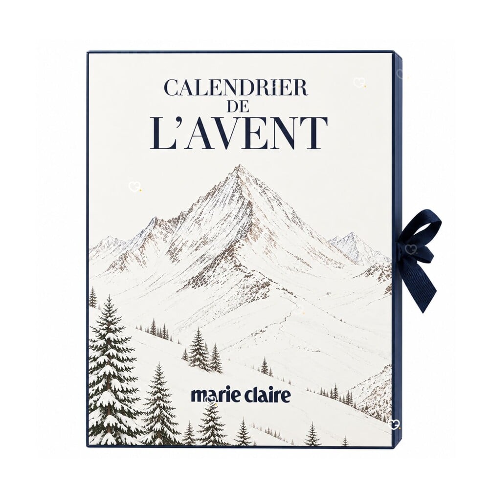 Calendrier de l'Avent Marie Claire 2026, boîte fermée sur fond blanc