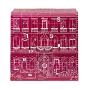 Calendrier de l'Avent Westwing 2026, coffret déco XXL façade d'immeuble parisien sur fond blanc