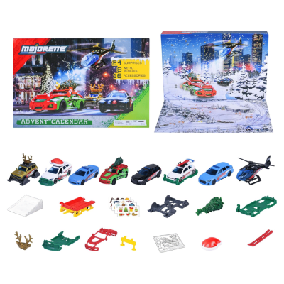 calendrier de l'avent Majorette 2025 contenant 8 Véhicules Exclusifs, 12 Accessoires, 4 Planches de Stickers