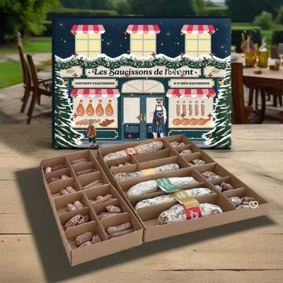 calendrier de l'avent saucisson 2025 contenant des saucissons et mini saucissons de saveurs différentes